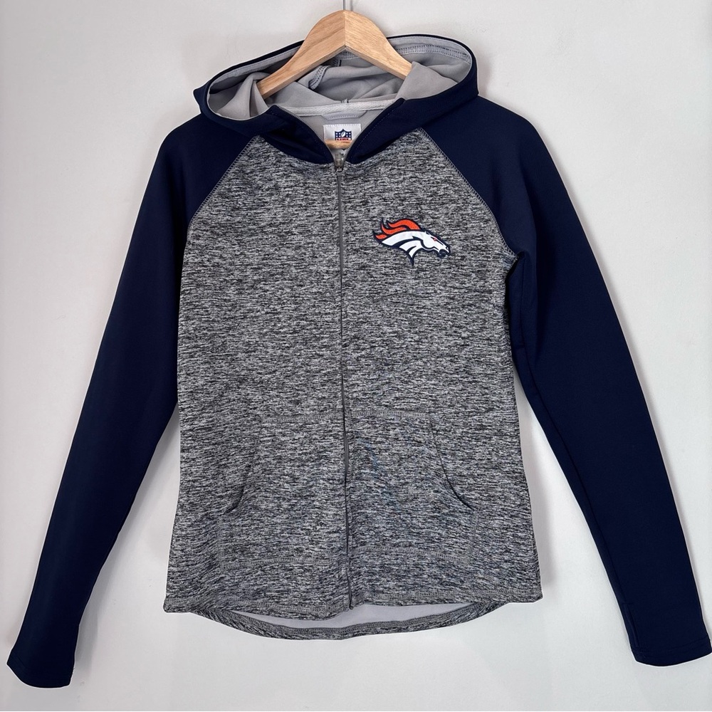Denver Broncos Women's Grey & Navy Full-Zip Hoodie